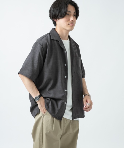 ITEMS URBANRESEARCH（アイテムズ アーバンリサーチ）の「エステルトロ オープンカラー半袖シャツ（シャツ/ブラウス・メンズ・ラベンダー/グレー/ベージュ/チャコールグレー・MEDIUM/LARGE）」の16枚目の写真