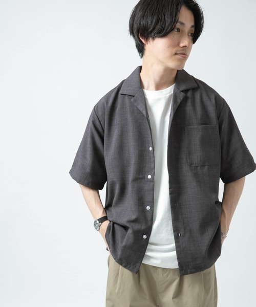 ITEMS URBANRESEARCH（アイテムズ アーバンリサーチ）の「エステルトロ オープンカラー半袖シャツ（シャツ/ブラウス・メンズ・ラベンダー/グレー/ベージュ/チャコールグレー・MEDIUM/LARGE）」の17枚目の写真