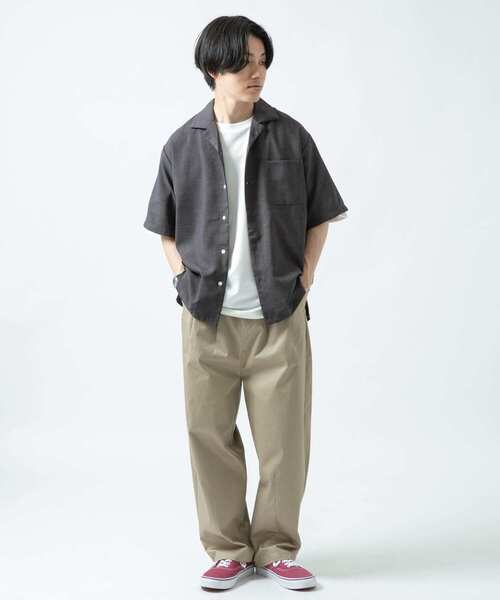 ITEMS URBANRESEARCH（アイテムズ アーバンリサーチ）の「エステルトロ オープンカラー半袖シャツ（シャツ/ブラウス・メンズ・ラベンダー/グレー/ベージュ/チャコールグレー・MEDIUM/LARGE）」の18枚目の写真