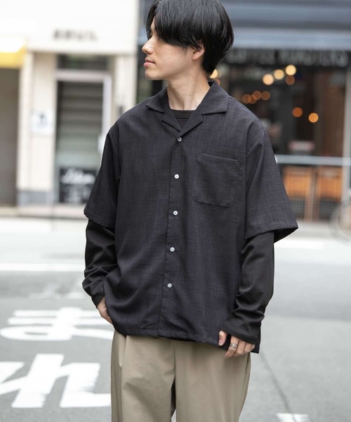 ITEMS URBANRESEARCH（アイテムズ アーバンリサーチ）の「エステルトロ オープンカラー半袖シャツ（シャツ/ブラウス・メンズ・ラベンダー/グレー/ベージュ/チャコールグレー・MEDIUM/LARGE）」の19枚目の写真