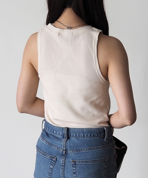 Riberry（リベリー）の「アメスリタンクトップ/ポケット付きワッフルタンクトップ（タンクトップ・レディース・ブラック/カーキ/アイボリー・MEDIUM）」の11枚目の写真