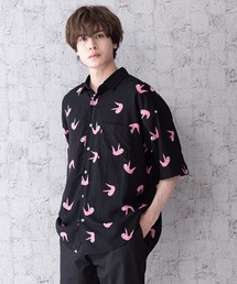 【BLUE STANDARD】シルキータッチビッグシルエット総柄半袖シャツ
