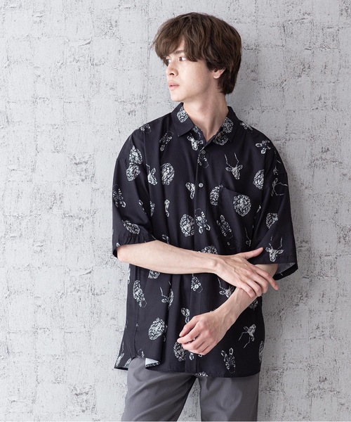 Blue Standard (ブルースタンダード)の「【BLUE STANDARD】シルキータッチビッグシルエット総柄半袖シャツ(シャツ/ブラウス・メンズ・その他1/その他2/その他3/その他4・MEDIUM/LARGE)」の4枚目の写真