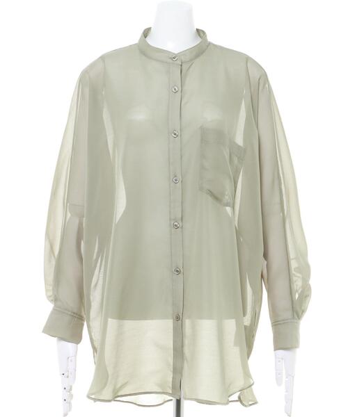 INGNI（イング）の「バンドカラーシアードルマンシャツ（シャツ/ブラウス・レディース・ブラック/パープル/ブラウン/アイボリー/ライトカーキ/ブルー・M）」の7枚目の写真