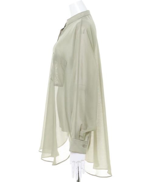 INGNI（イング）の「バンドカラーシアードルマンシャツ（シャツ/ブラウス・レディース・ブラック/パープル/ブラウン/アイボリー/ライトカーキ/ブルー・M）」の8枚目の写真