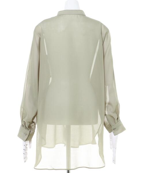 INGNI（イング）の「バンドカラーシアードルマンシャツ（シャツ/ブラウス・レディース・ブラック/パープル/ブラウン/アイボリー/ライトカーキ/ブルー・M）」の9枚目の写真