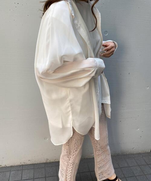 INGNI（イング）の「バンドカラーシアードルマンシャツ（シャツ/ブラウス・レディース・ブラック/パープル/ブラウン/アイボリー/ライトカーキ/ブルー・M）」の11枚目の写真