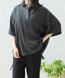 Mysa&Liina | BACKプリント入り変形ドロストシャツチュニック(シャツ/ブラウス)