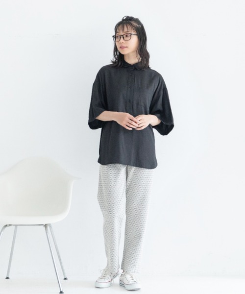 Mysa&Liina（ミーサリーナ）の「プリント入りシャツチュニック（シャツ/ブラウス・レディース・ブラック/ベージュ/オフホワイト・M）」の9枚目の写真