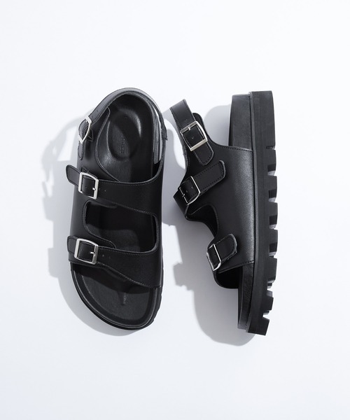 EMMA CLOTHES（エマクローズ）の「ウェービーハイソールサンダル/ワンストラップ/ダブルバックル EMMA CLOTHES（サンダル・メンズ・ブラック/ホワイト系その他/ブラック系その他/オフホワイト・L/M/S）」の10枚目の写真