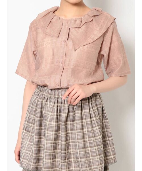 merry jenny（メリージェニー）の「シアーチェックフリルカラーブラウス（シャツ/ブラウス・レディース・オフホワイト/ブラック/ピンク・FREE）」の11枚目の写真