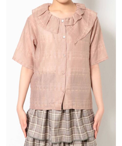 merry jenny（メリージェニー）の「シアーチェックフリルカラーブラウス（シャツ/ブラウス・レディース・オフホワイト/ブラック/ピンク・FREE）」の15枚目の写真