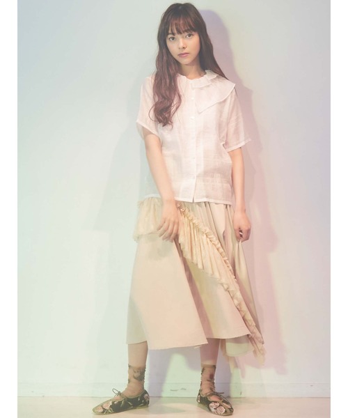 merry jenny（メリージェニー）の「シアーチェックフリルカラーブラウス（シャツ/ブラウス・レディース・オフホワイト/ブラック/ピンク・FREE）」の13枚目の写真