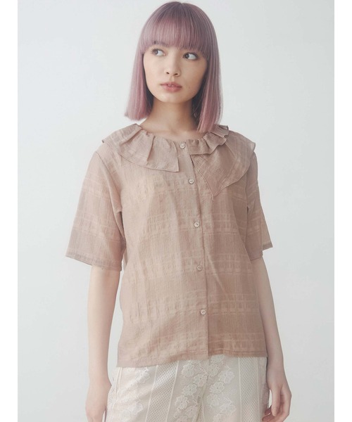 merry jenny（メリージェニー）の「シアーチェックフリルカラーブラウス（シャツ/ブラウス・レディース・オフホワイト/ブラック/ピンク・FREE）」の22枚目の写真