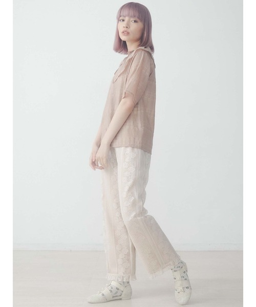 merry jenny（メリージェニー）の「シアーチェックフリルカラーブラウス（シャツ/ブラウス・レディース・オフホワイト/ブラック/ピンク・FREE）」の14枚目の写真