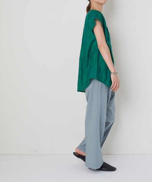 CIAOPANIC(チャオパニック)の「リーフ柄ジャガードノースリーブタックシャツ(シャツ/ブラウス・レディース・ブラック/グリーン・FREE)」の15枚目の写真