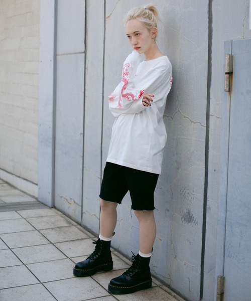 X-girl（エックスガール）の「LOOSE HALF PANTS/ルーズシルエット　ハーフパンツ（その他パンツ・レディース・ライトグレー/ブラック/ベージュ/パープル・S/M/XS）」の5枚目の写真