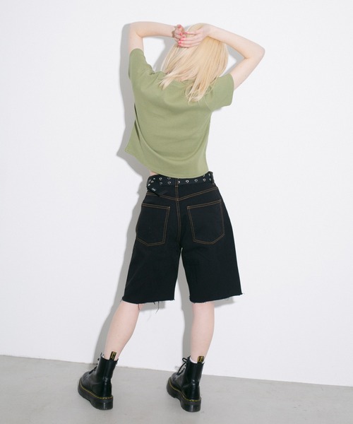 X-girl（エックスガール）の「LOOSE HALF PANTS/ルーズシルエット　ハーフパンツ（その他パンツ・レディース・ライトグレー/ブラック/ベージュ/パープル・S/M/XS）」の15枚目の写真