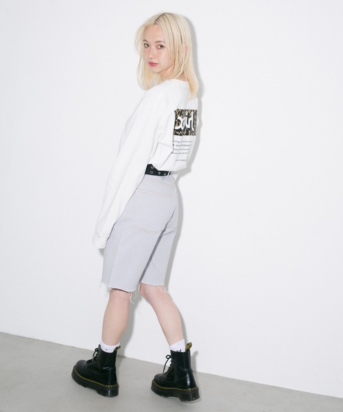 X-girl（エックスガール）の「LOOSE HALF PANTS/ルーズシルエット　ハーフパンツ（その他パンツ・レディース・ライトグレー/ブラック/ベージュ/パープル・S/M/XS）」の21枚目の写真