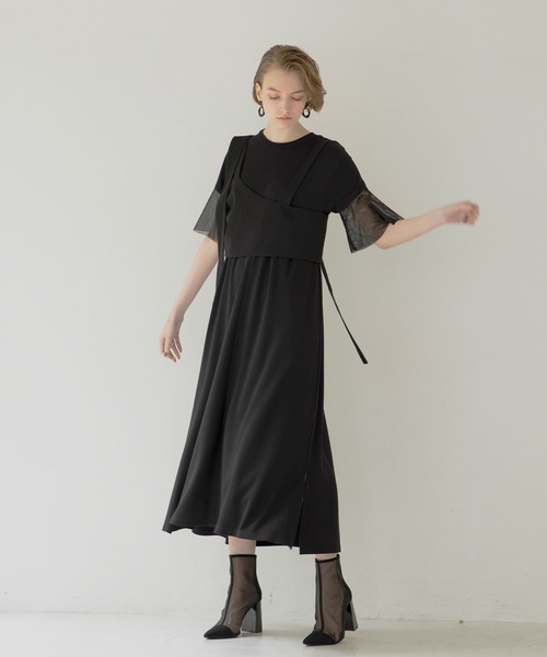 MIELI INVARIANT(ミエリインヴァリアント)の「Bustier Mix Flare Dress(ワンピース・レディース・ホワイト/ブラック・FREE)」の2枚目の写真