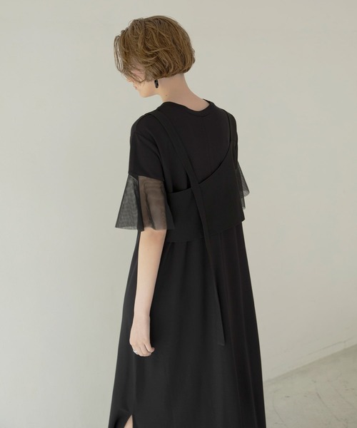 MIELI INVARIANT(ミエリインヴァリアント)の「Bustier Mix Flare Dress(ワンピース・レディース・ホワイト/ブラック・FREE)」の6枚目の写真