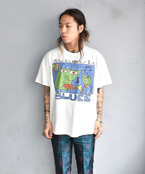 VINTAGE（ヴィンテージ）の「【ヴィンテージ古着】90's St.LOUIS BLUES プリントTシャツ USA製（Tシャツ/カットソー・メンズ・ホワイト・LARGE）」の4枚目の写真