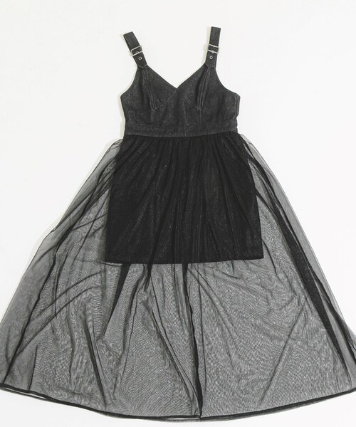 KOL ME BABY（コルミーベイビー）の「◆デニムチュールジャンスカ（スカート・レディース・ブラック・00）」の3枚目の写真