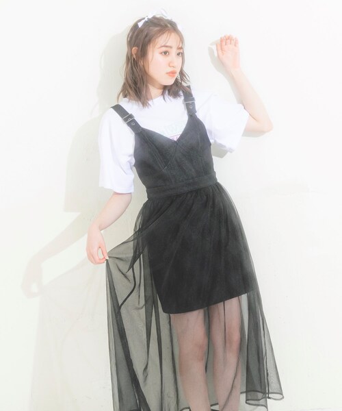 KOL ME BABY（コルミーベイビー）の「◆デニムチュールジャンスカ（スカート・レディース・ブラック・00）」の8枚目の写真