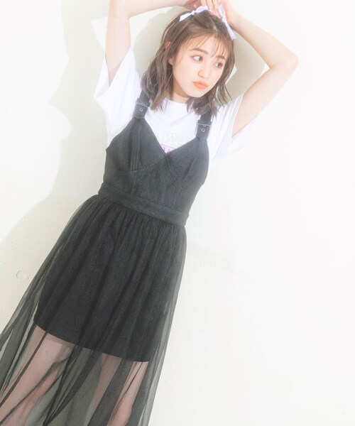 KOL ME BABY（コルミーベイビー）の「◆デニムチュールジャンスカ（スカート・レディース・ブラック・00）」の9枚目の写真