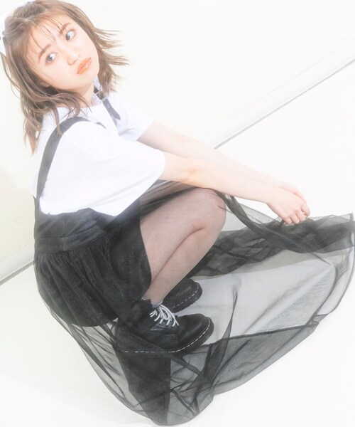 KOL ME BABY（コルミーベイビー）の「◆デニムチュールジャンスカ（スカート・レディース・ブラック・00）」の12枚目の写真