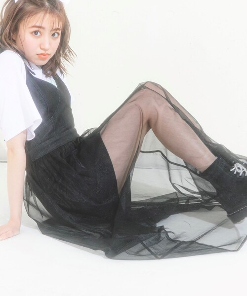 KOL ME BABY（コルミーベイビー）の「◆デニムチュールジャンスカ（スカート・レディース・ブラック・00）」の13枚目の写真