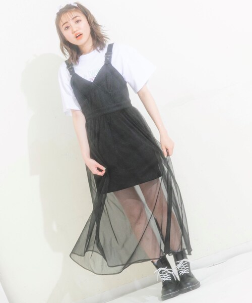 KOL ME BABY（コルミーベイビー）の「◆デニムチュールジャンスカ（スカート・レディース・ブラック・00）」の14枚目の写真