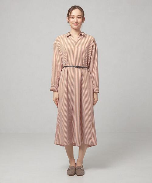closet story(クローゼットストーリー)の「<closet story(クローゼットストーリー)>ストライプ ベルト シャツワンピース -ウォッシャブル-(ワンピース・レディース・ブラック/ベージュ/オレンジ系その他・FREE)」の11枚目の写真