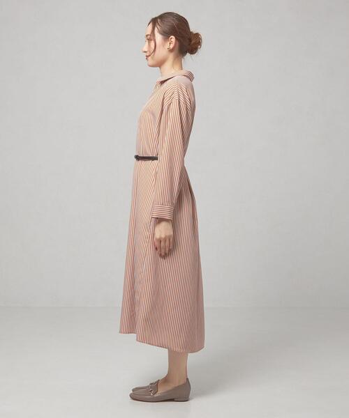 closet story(クローゼットストーリー)の「<closet story(クローゼットストーリー)>ストライプ ベルト シャツワンピース -ウォッシャブル-(ワンピース・レディース・ブラック/ベージュ/オレンジ系その他・FREE)」の8枚目の写真