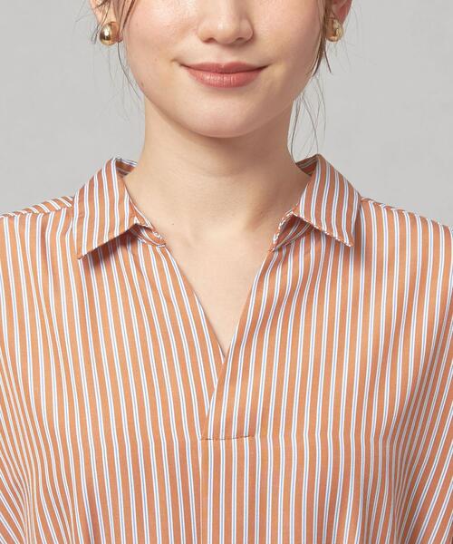 closet story(クローゼットストーリー)の「<closet story(クローゼットストーリー)>ストライプ ベルト シャツワンピース -ウォッシャブル-(ワンピース・レディース・ブラック/ベージュ/オレンジ系その他・FREE)」の6枚目の写真