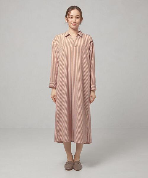 closet story(クローゼットストーリー)の「<closet story(クローゼットストーリー)>ストライプ ベルト シャツワンピース -ウォッシャブル-(ワンピース・レディース・ブラック/ベージュ/オレンジ系その他・FREE)」の9枚目の写真