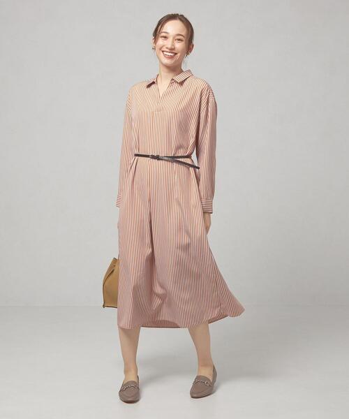 closet story(クローゼットストーリー)の「<closet story(クローゼットストーリー)>ストライプ ベルト シャツワンピース -ウォッシャブル-(ワンピース・レディース・ブラック/ベージュ/オレンジ系その他・FREE)」の15枚目の写真