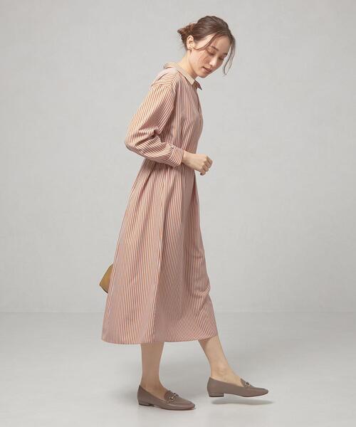 closet story(クローゼットストーリー)の「<closet story(クローゼットストーリー)>ストライプ ベルト シャツワンピース -ウォッシャブル-(ワンピース・レディース・ブラック/ベージュ/オレンジ系その他・FREE)」の7枚目の写真