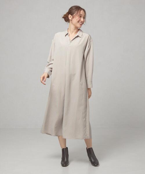 closet story(クローゼットストーリー)の「<closet story(クローゼットストーリー)>ストライプ ベルト シャツワンピース -ウォッシャブル-(ワンピース・レディース・ブラック/ベージュ/オレンジ系その他・FREE)」の13枚目の写真