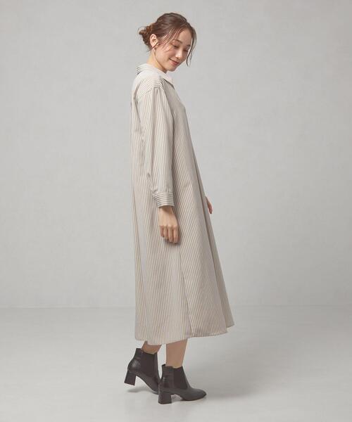 closet story(クローゼットストーリー)の「<closet story(クローゼットストーリー)>ストライプ ベルト シャツワンピース -ウォッシャブル-(ワンピース・レディース・ブラック/ベージュ/オレンジ系その他・FREE)」の10枚目の写真