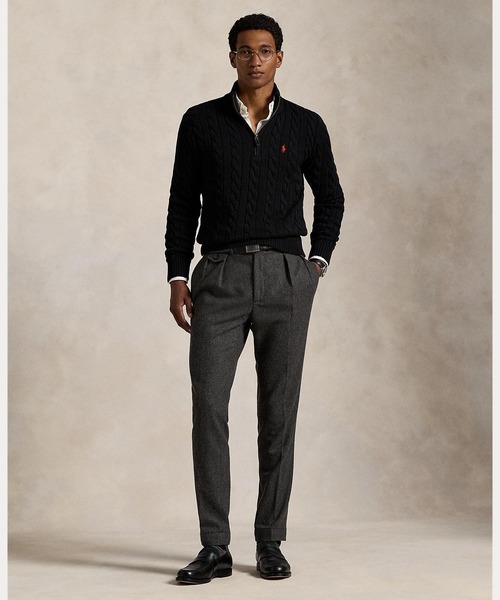 Polo Ralph Lauren ブラック ケーブルニットセーター ジップ M POLO RALPH LAUREN ニット セーター ケーブルニット コットン