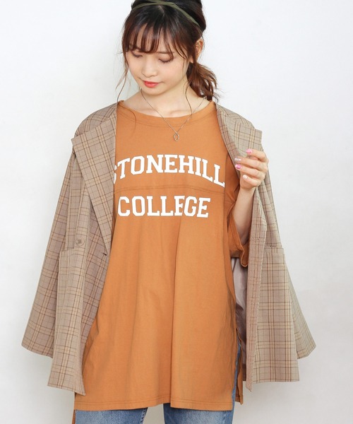 Crisp yours(クリスプユアーズ)の「【WEB限定】”stonehill”フットボールTシャツ(Tシャツ/カットソー・レディース・ネイビー/ブラウン/ブルー/アイボリー・FREE)」の2枚目の写真
