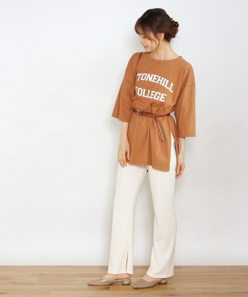 Crisp yours(クリスプユアーズ)の「【WEB限定】”stonehill”フットボールTシャツ(Tシャツ/カットソー・レディース・ネイビー/ブラウン/ブルー/アイボリー・FREE)」の12枚目の写真