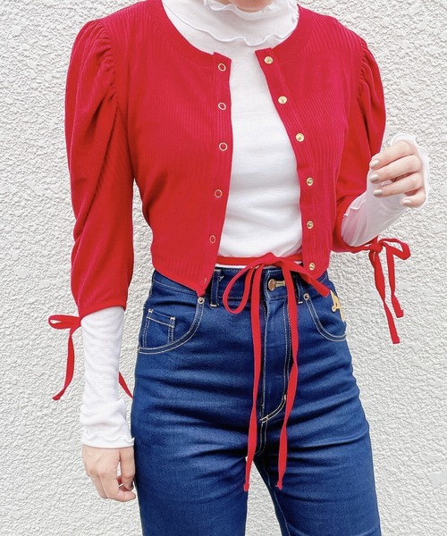 lilLilly(リルリリー)の「マルチリボンカーディガン(カーディガン/ボレロ・レディース・ホワイト/ブラック/レッド/ピンク/アイボリー・FREE)」の5枚目の写真