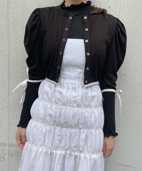 lilLilly(リルリリー)の「マルチリボンカーディガン(カーディガン/ボレロ・レディース・ホワイト/ブラック/レッド/ピンク/アイボリー・FREE)」の1枚目の写真