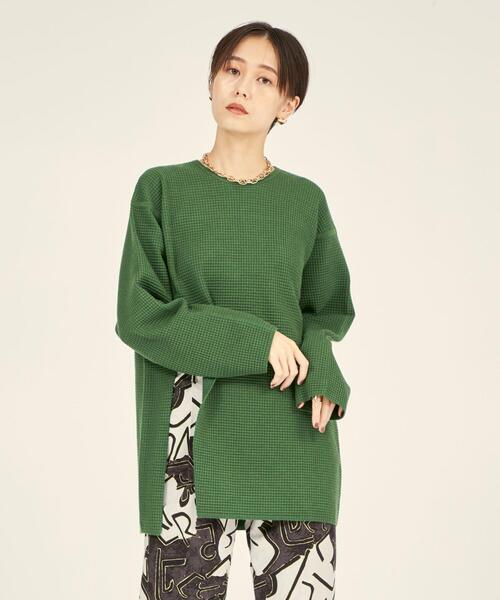 BRACTMENT(ブラクトメント)の「<BRACTMENT(ブラクトメント)>BM W/Pワッフルデザインヘム プルオーバー(ニット/セーター・レディース・ブラック/オレンジ系その他/ケリー・FREE)」の8枚目の写真