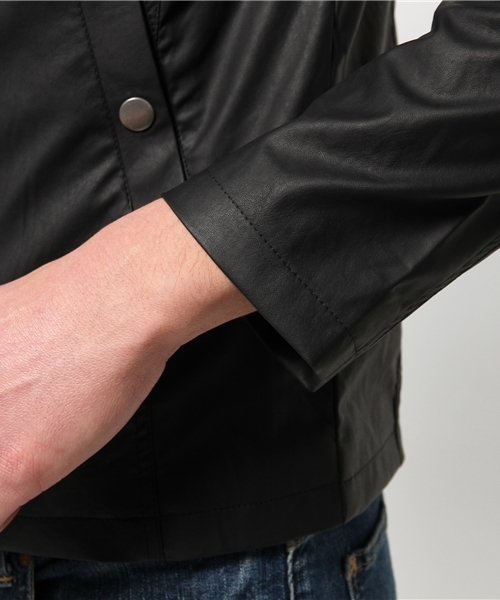 WEGO（ウィゴー）の「WEGO/フェイクレザーシングルライダースジャケット（ライダースジャケット・メンズ・ブラック/ベージュ・MEDIUM/LARGE）」の13枚目の写真