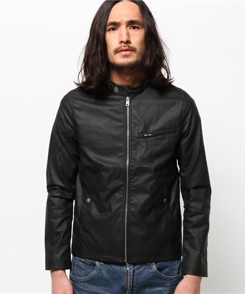 WEGO（ウィゴー）の「WEGO/フェイクレザーシングルライダースジャケット（ライダースジャケット・メンズ・ブラック/ベージュ・MEDIUM/LARGE）」の9枚目の写真