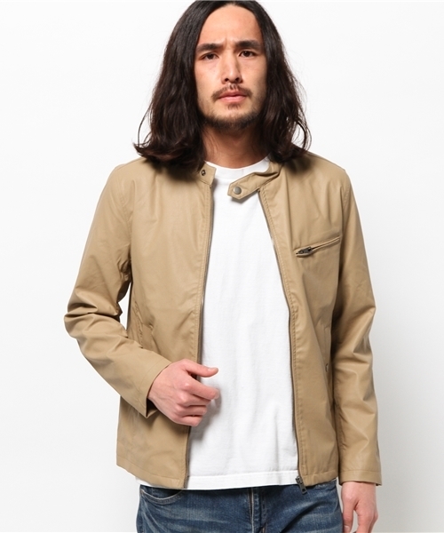 WEGO（ウィゴー）の「WEGO/フェイクレザーシングルライダースジャケット（ライダースジャケット・メンズ・ブラック/ベージュ・MEDIUM/LARGE）」の4枚目の写真