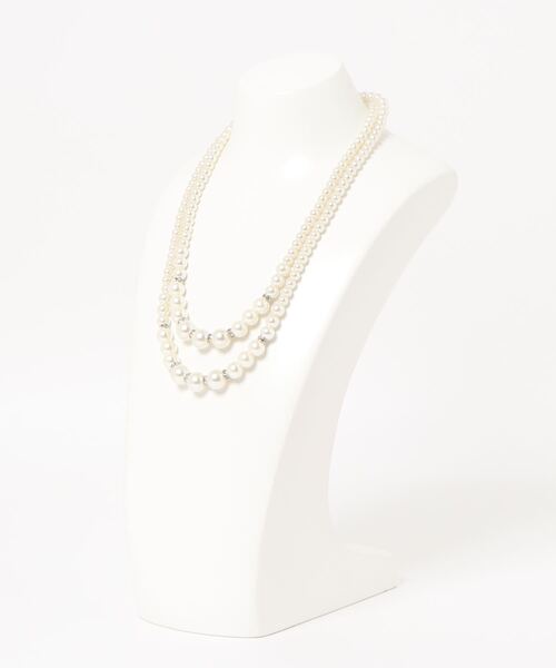 Kana（カナ）の「パール ロンデルビジュー 2連 ネックレス パーティー 結婚式 お呼ばれ オケージョン（ネックレス・レディース・ホワイト・フリー）」の2枚目の写真